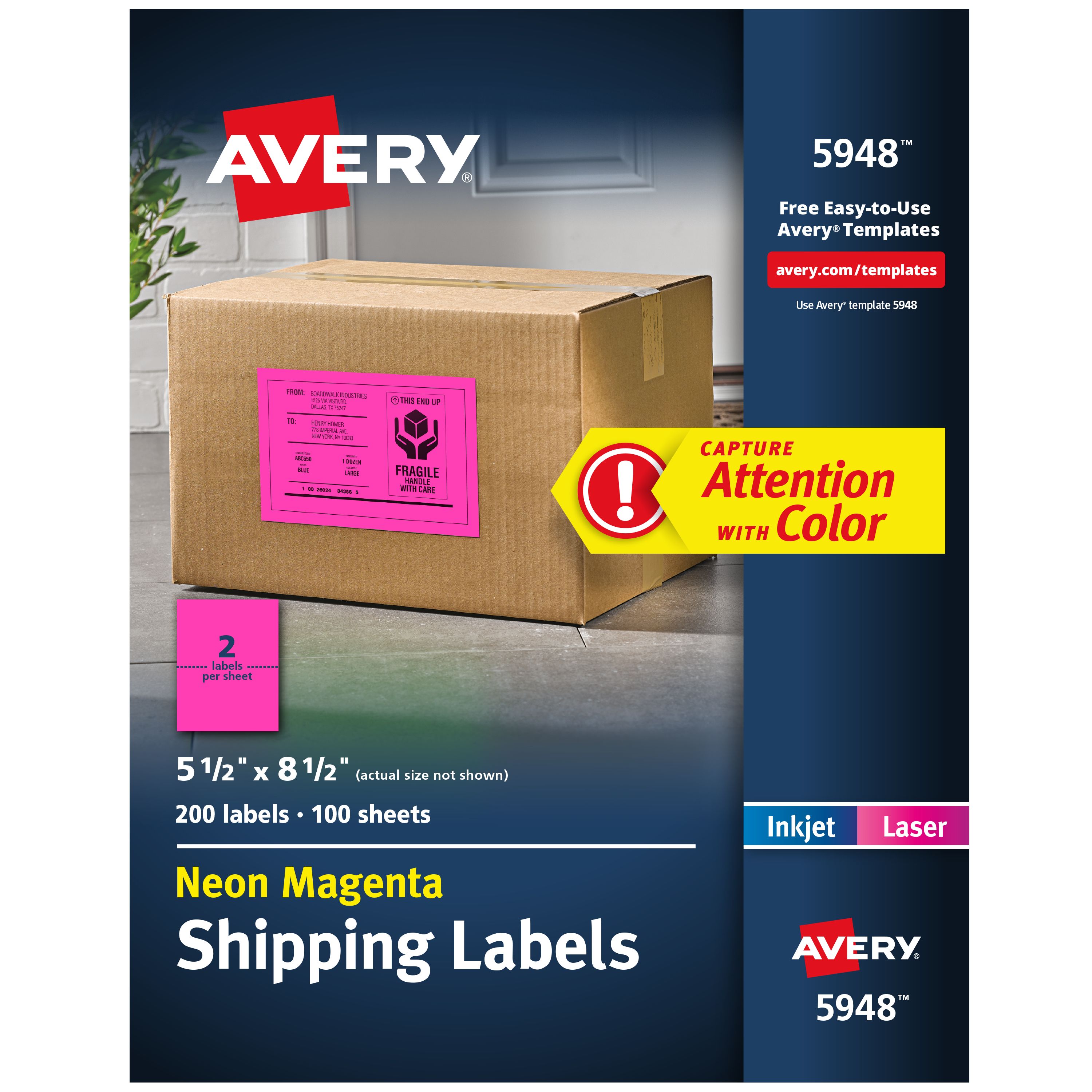Neon Magenta Labels, 5-1/2